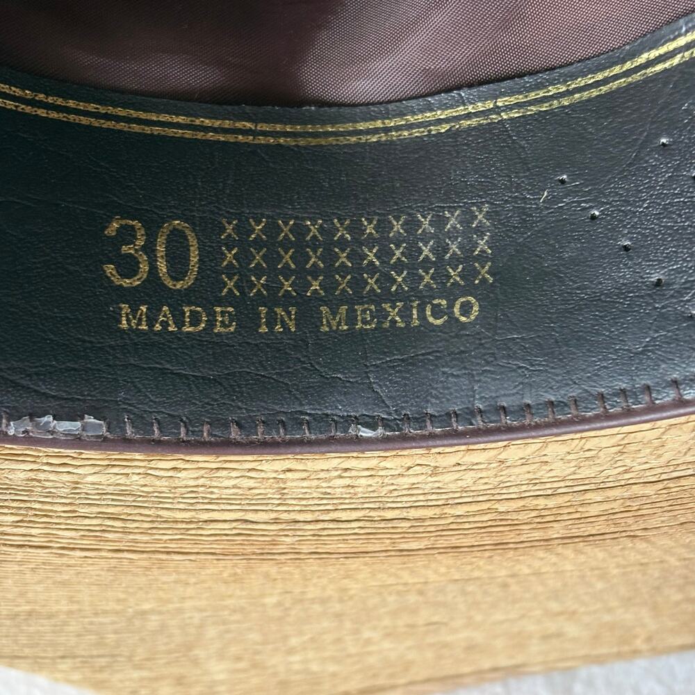 Cowboy Hat Horsehair Band Palm Hat La Providencia 30X Size 6 5/8 Mexico - Picture 12 of 16